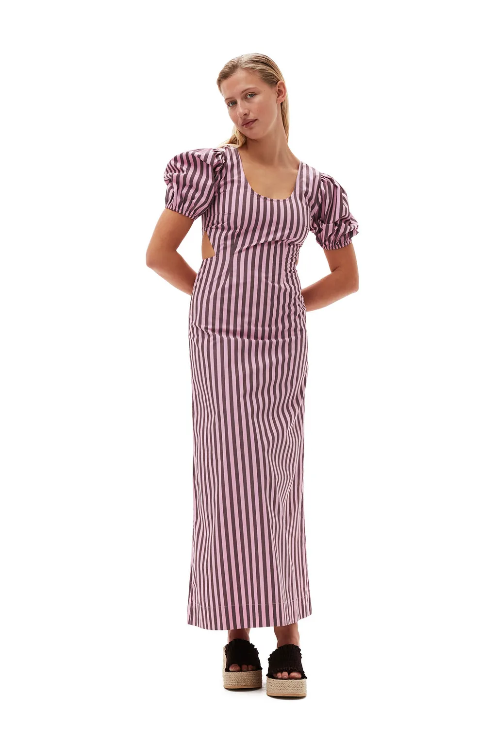 Striped Scoop Neck Midi Dress