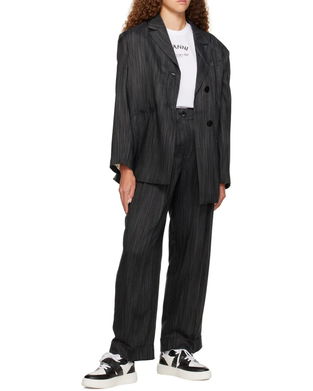 Striped Wide-Leg Trousers