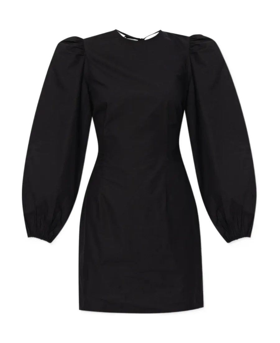 Puff Sleeved Open Back Mini Dress