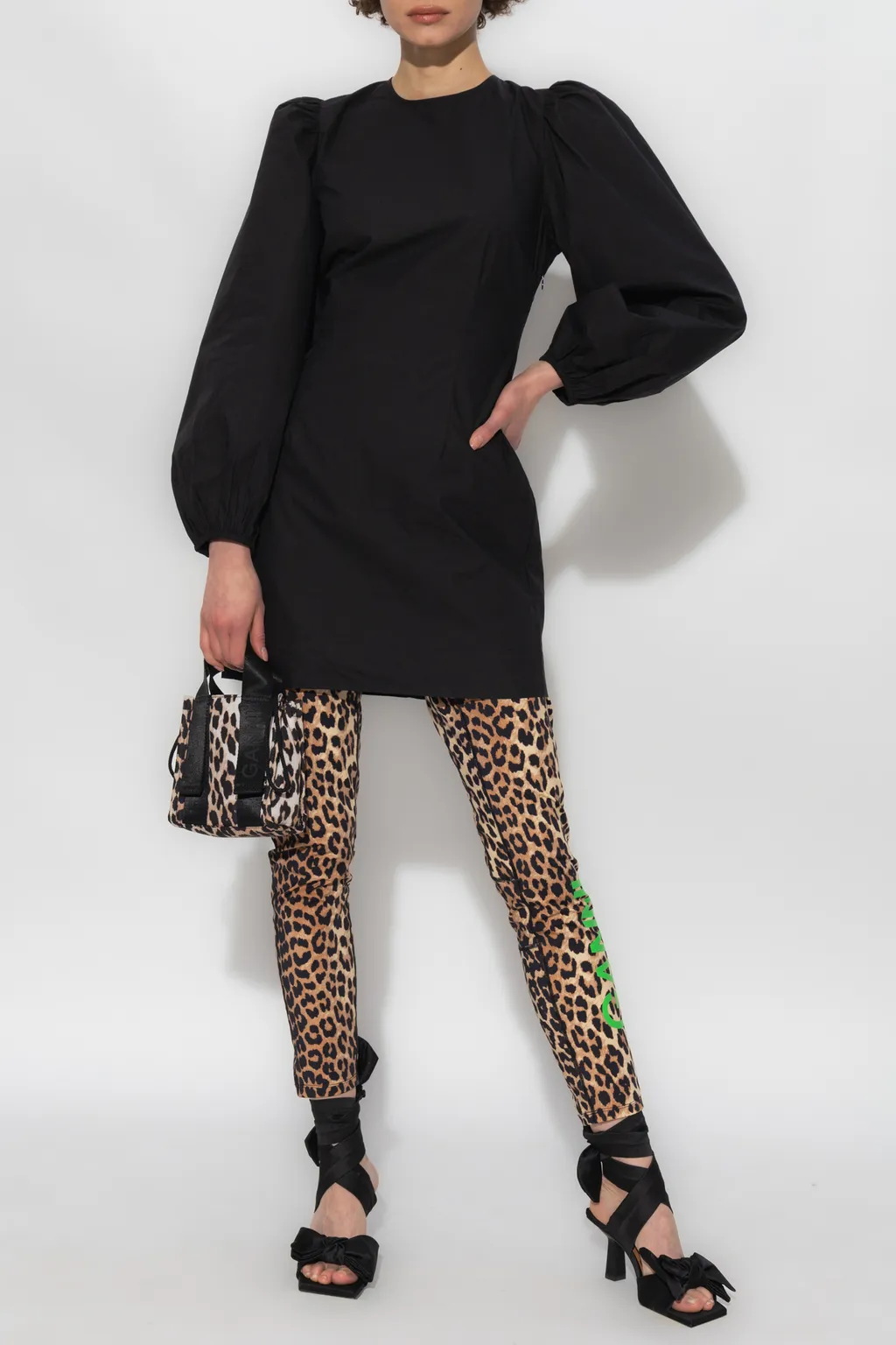 Puff Sleeved Open Back Mini Dress