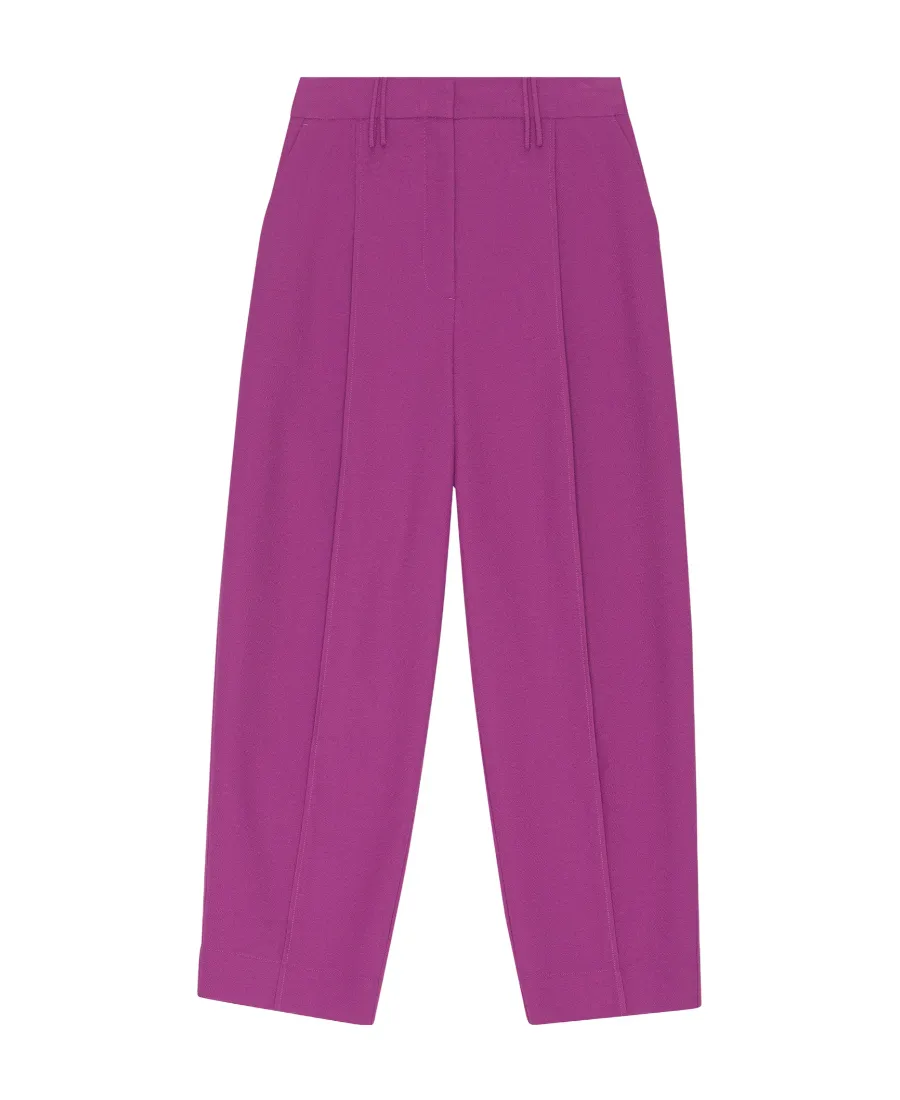 Low-Rise Pleated Straight-Leg Trousers
