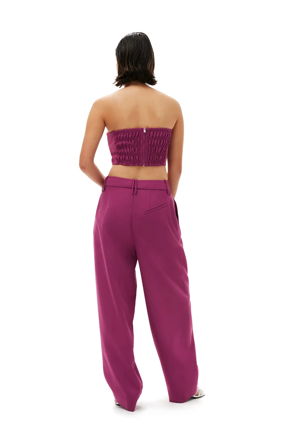 Low-Rise Pleated Straight-Leg Trousers