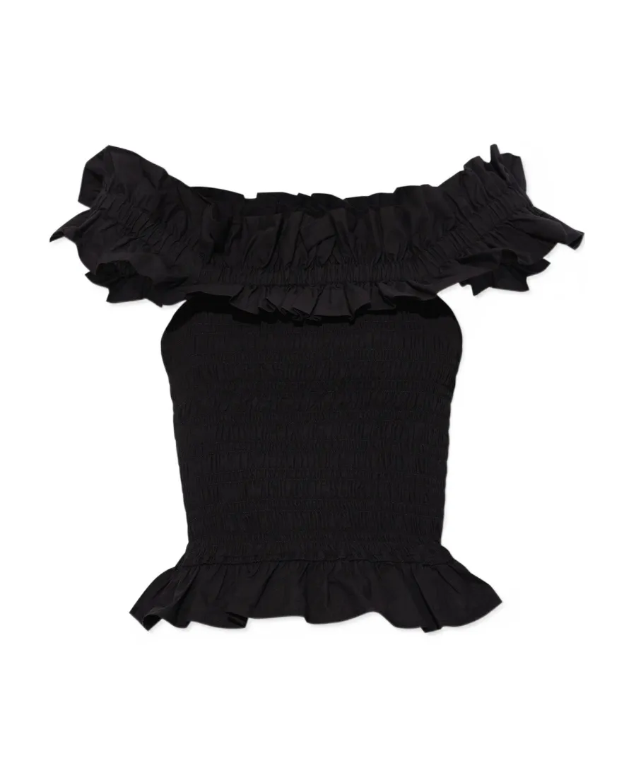 Poplin Off-Shoulder Smock Top