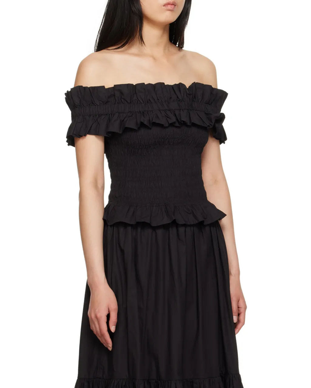 Poplin Off-Shoulder Smock Top