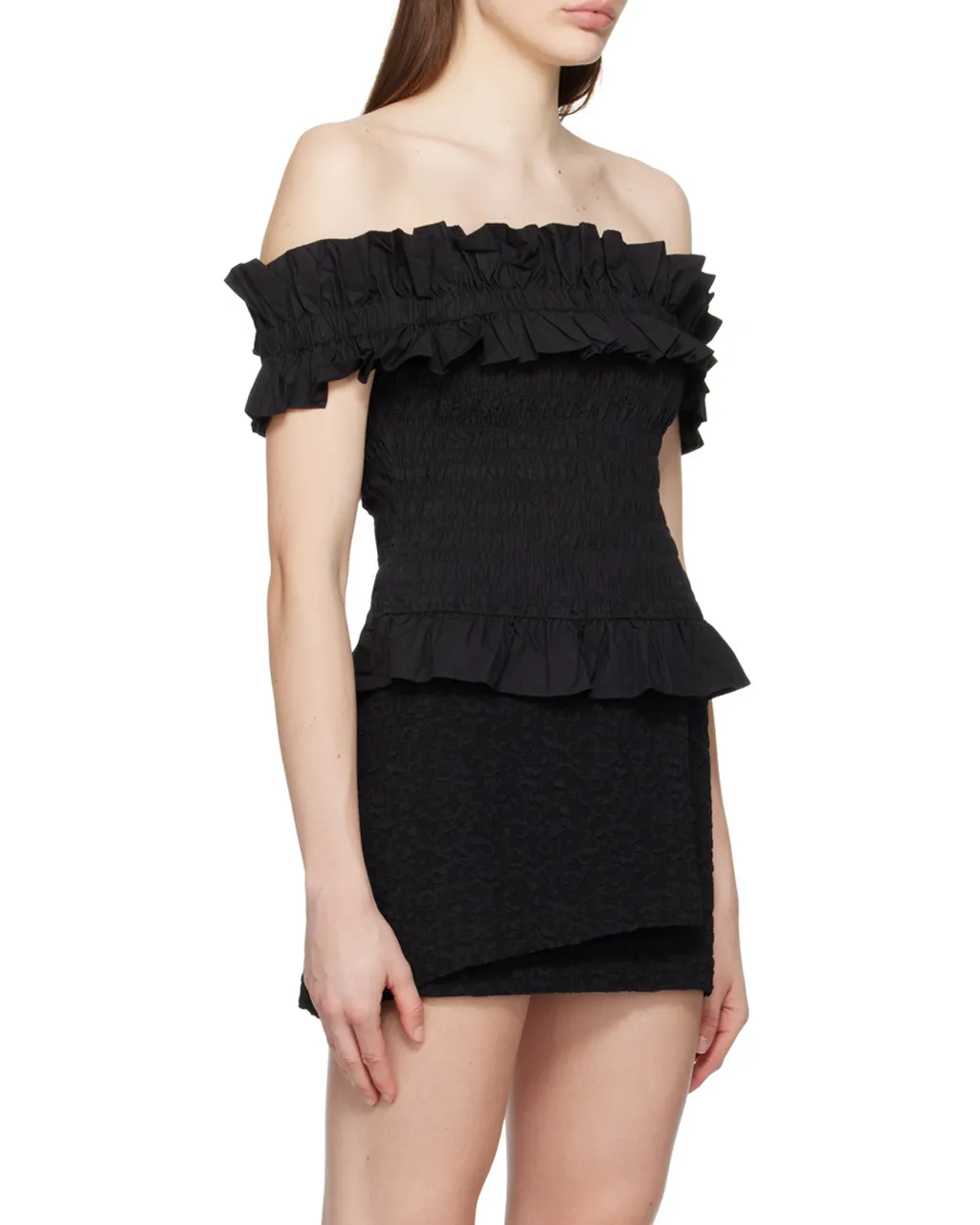 Poplin Off-Shoulder Smock Top