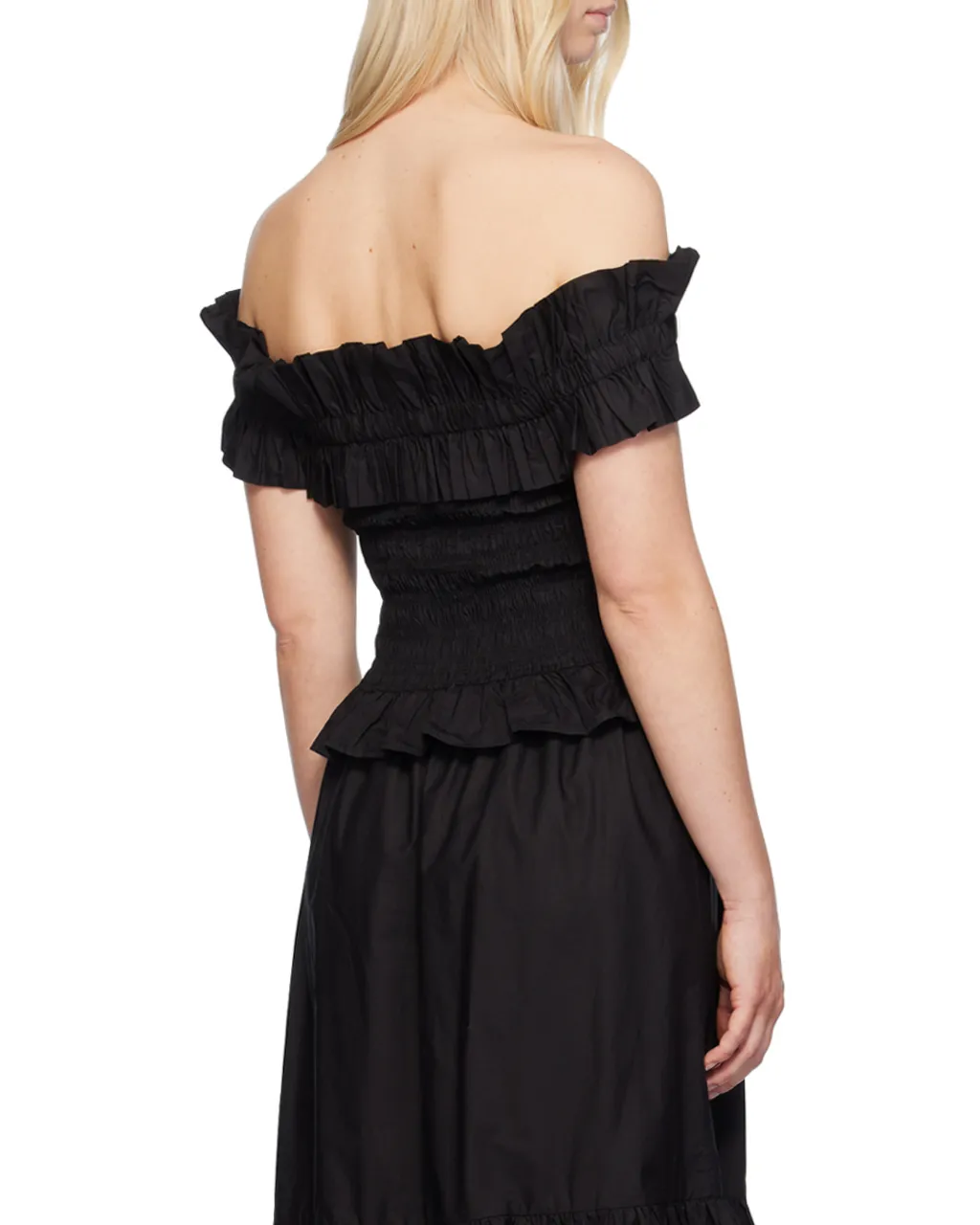 Poplin Off-Shoulder Smock Top