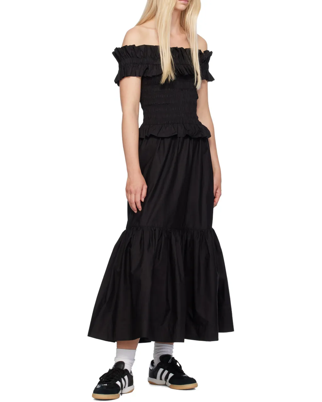 Poplin Off-Shoulder Smock Top