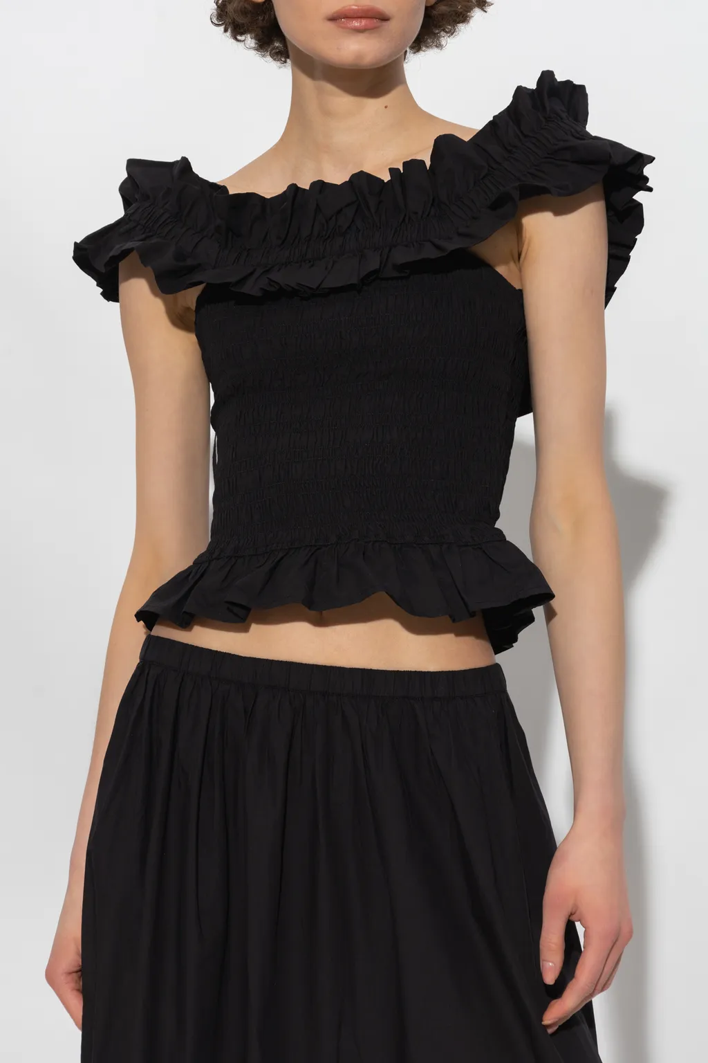 Poplin Off-Shoulder Smock Top