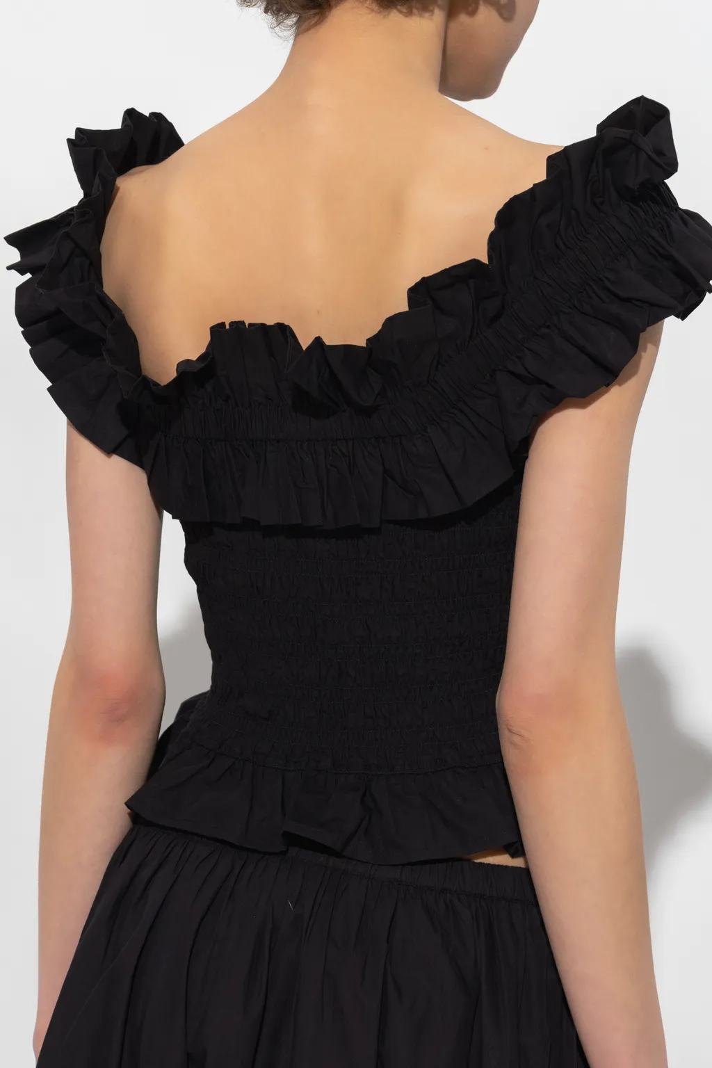 Poplin Off-Shoulder Smock Top