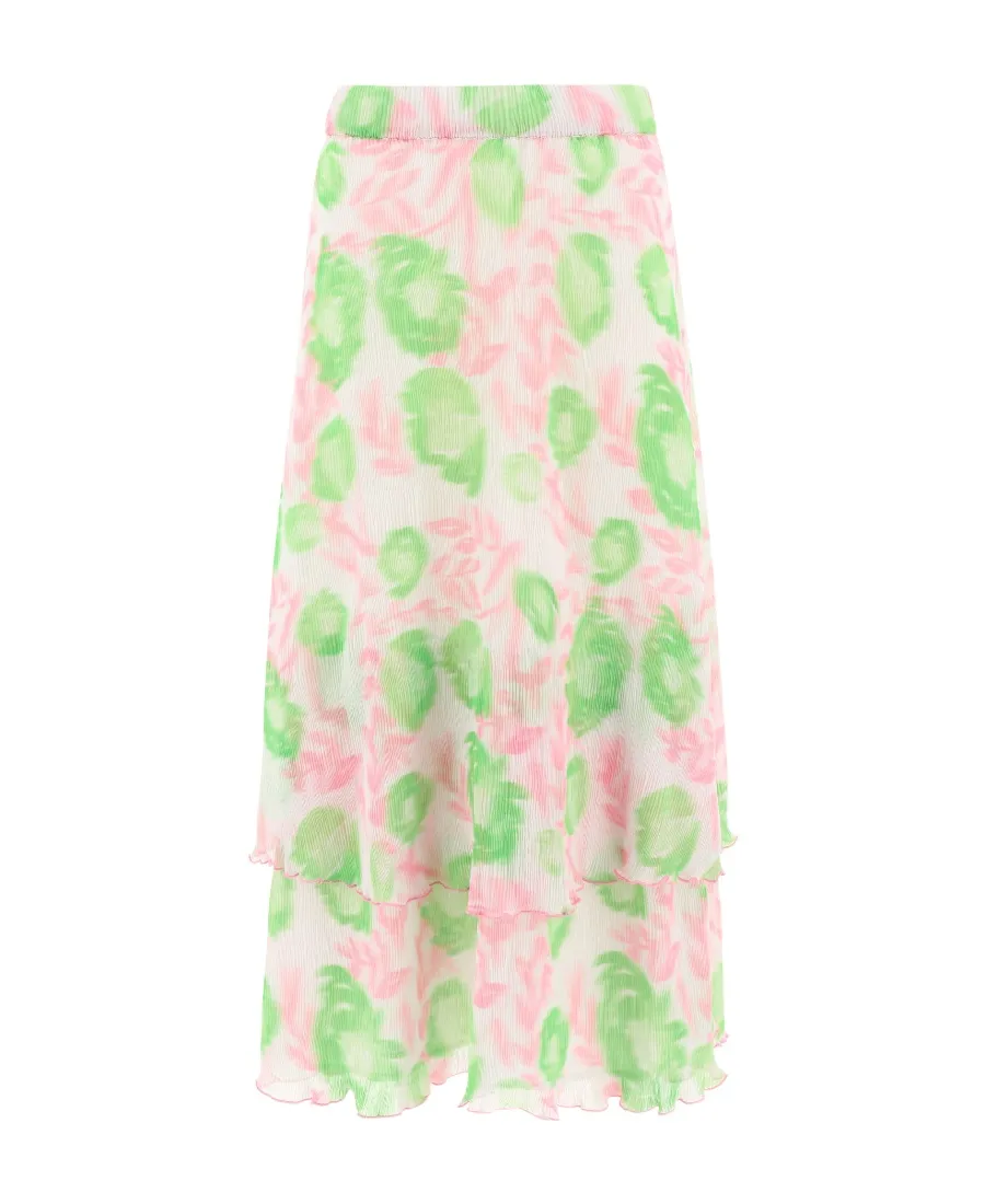 Pleated Georgette Layered Maxi Skirt
