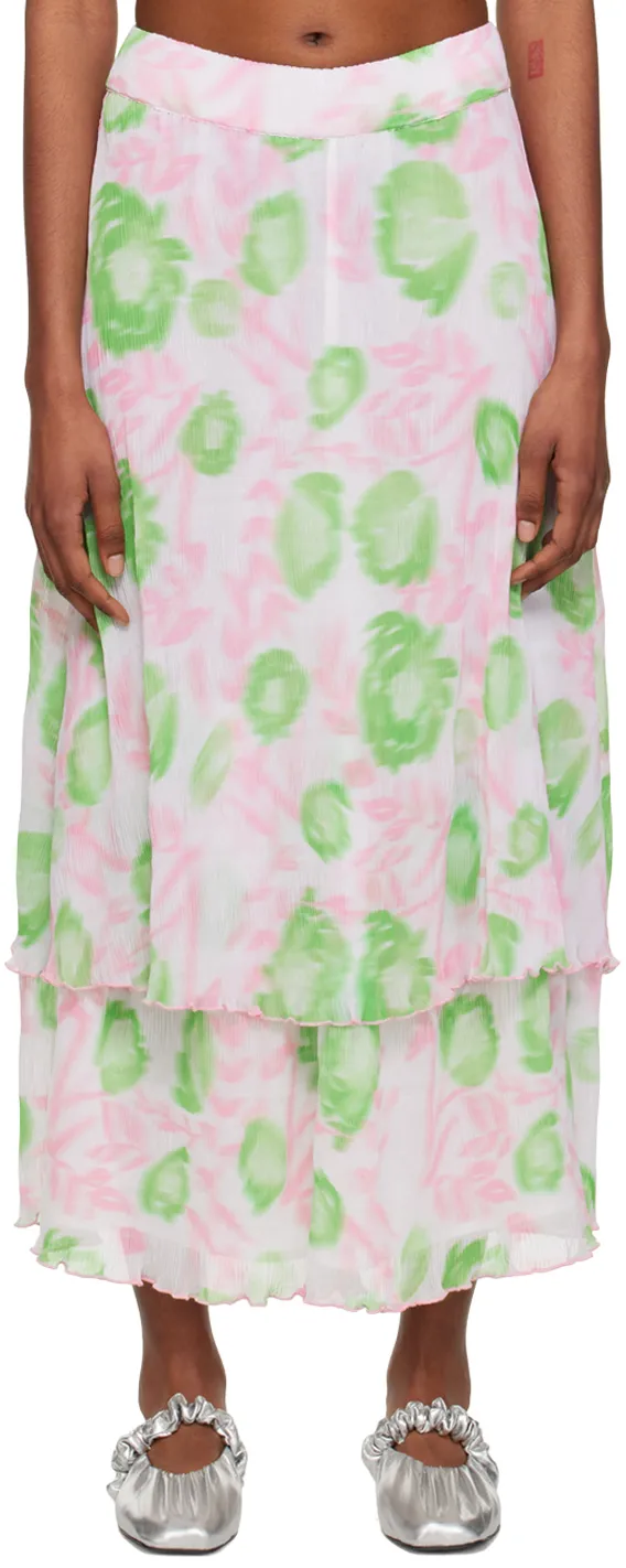 Pleated Georgette Layered Maxi Skirt
