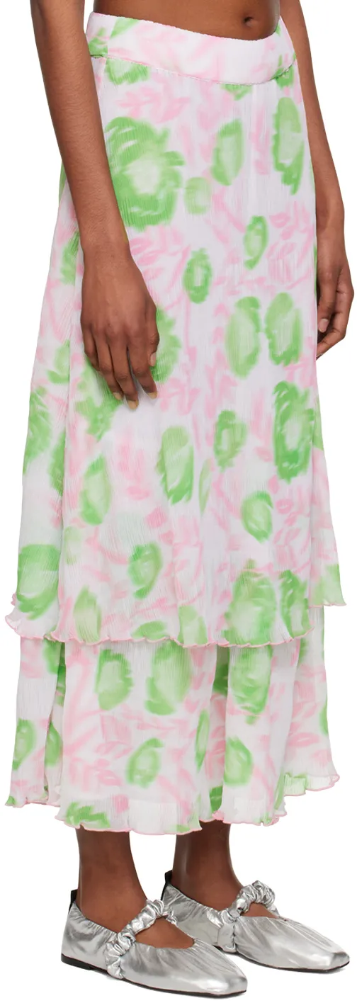 Pleated Georgette Layered Maxi Skirt