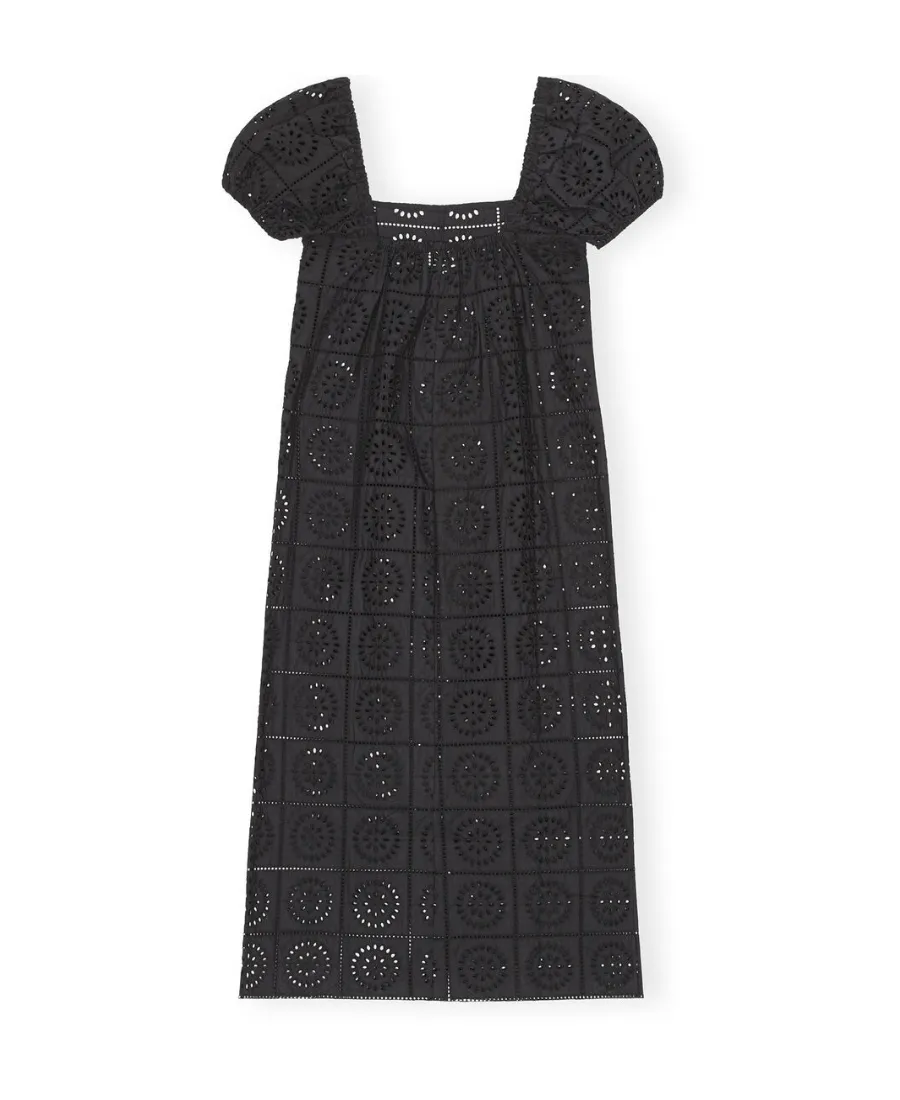 Square-Neck Broderie Anglaise Midi Dress