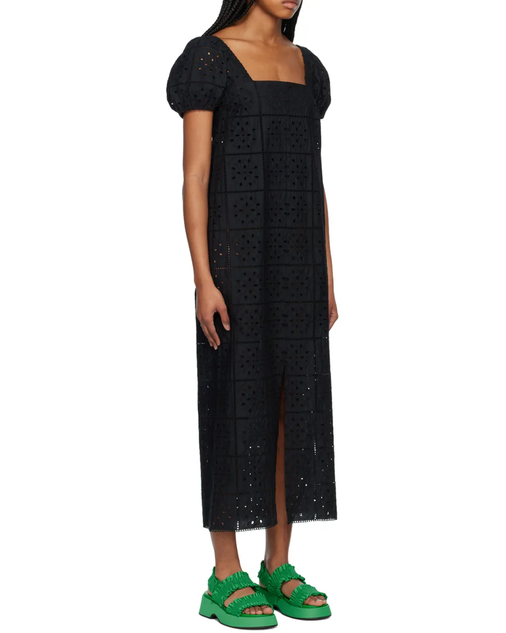 Square-Neck Broderie Anglaise Midi Dress