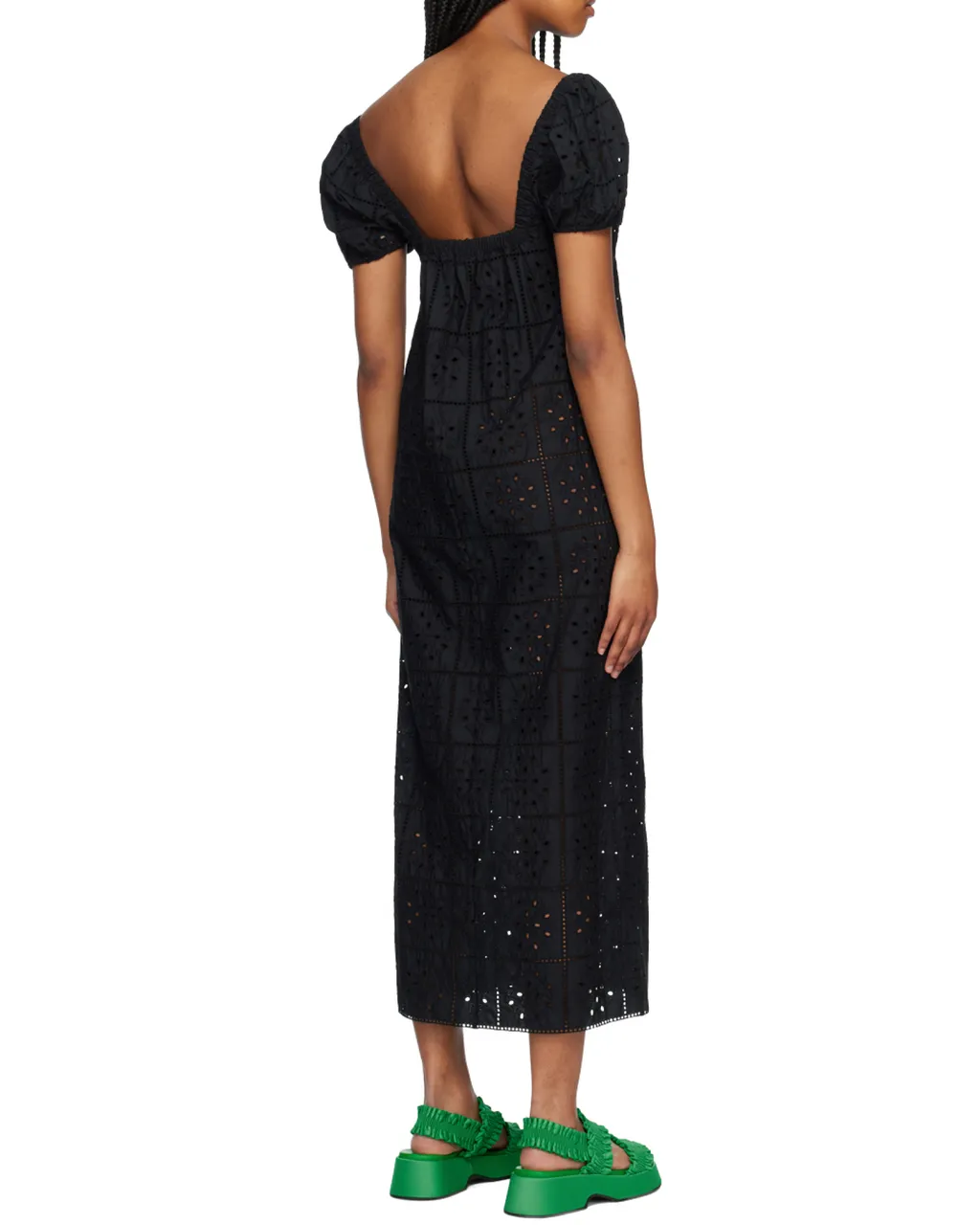 Square-Neck Broderie Anglaise Midi Dress