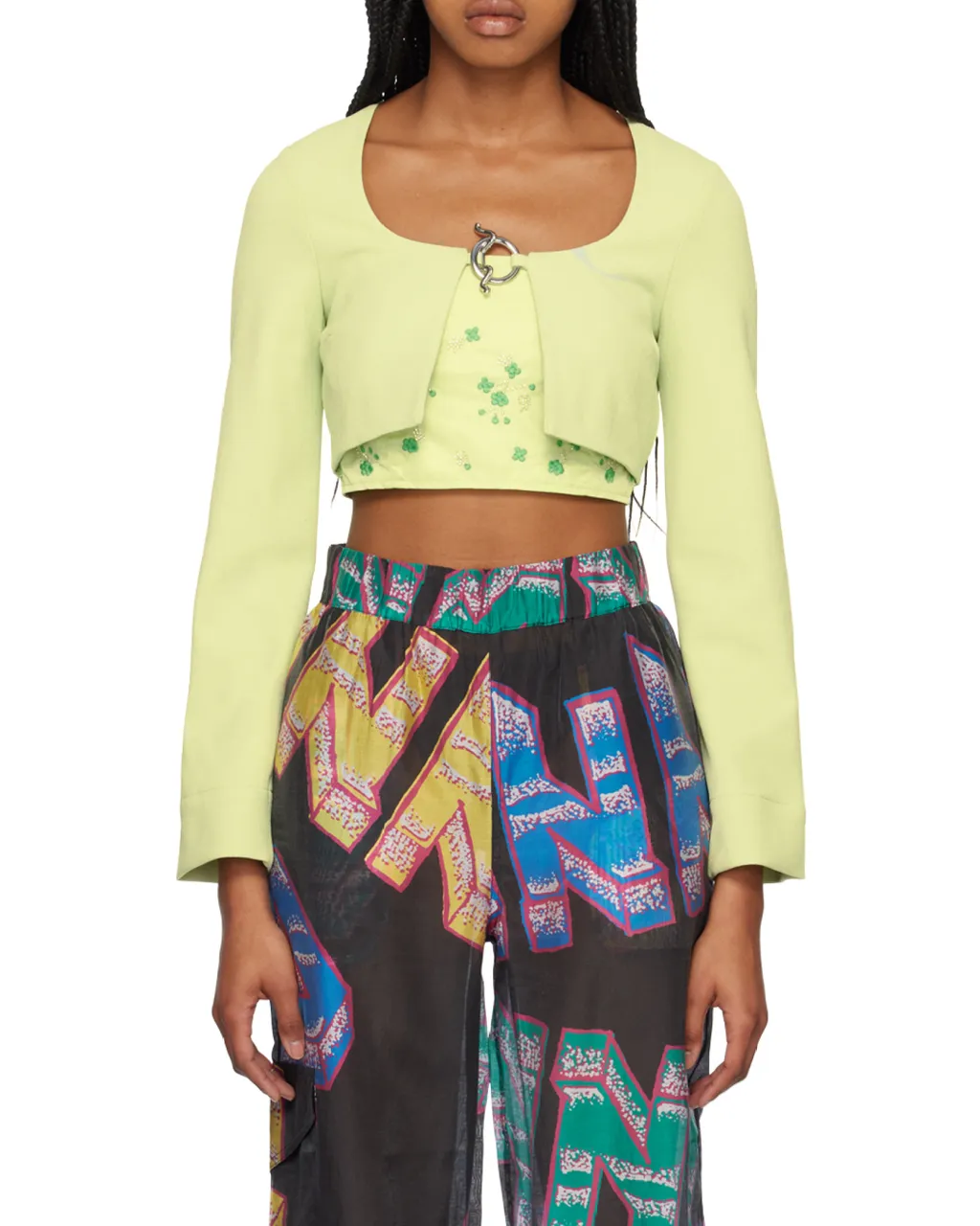 Stretch Suiting Cropped Blouse