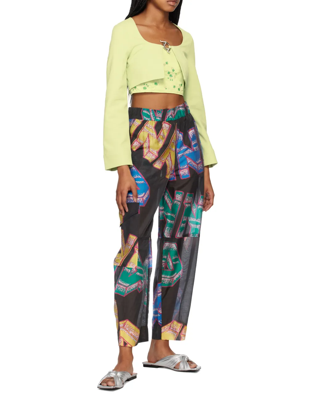 Stretch Suiting Cropped Blouse