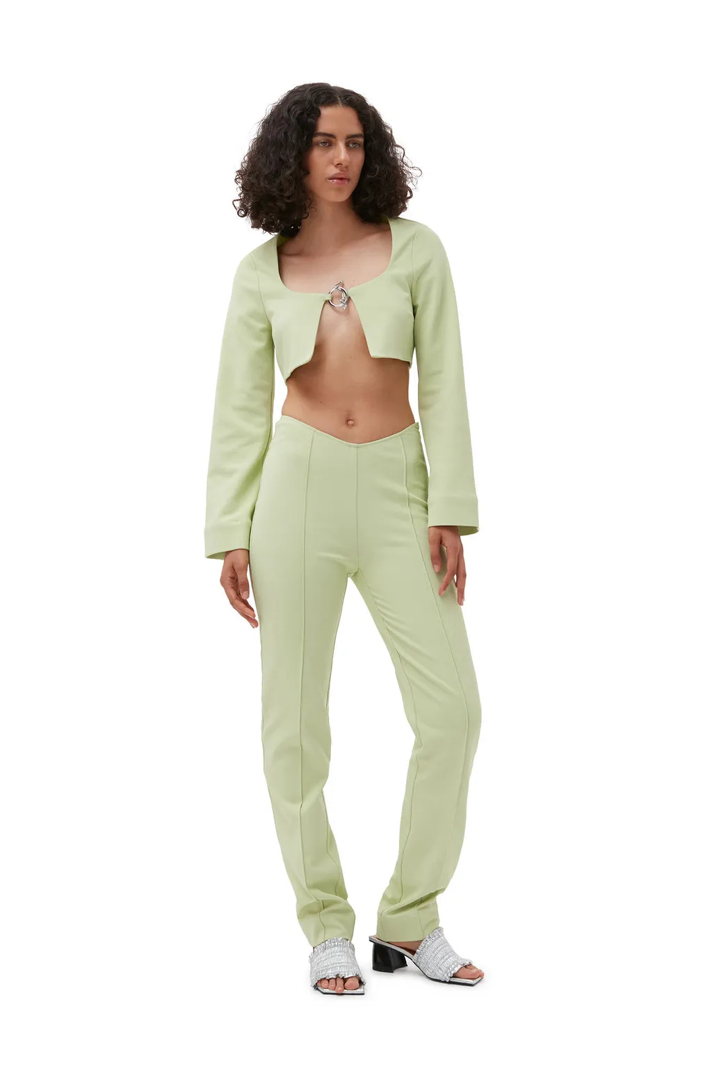 Stretch Suiting Cropped Blouse