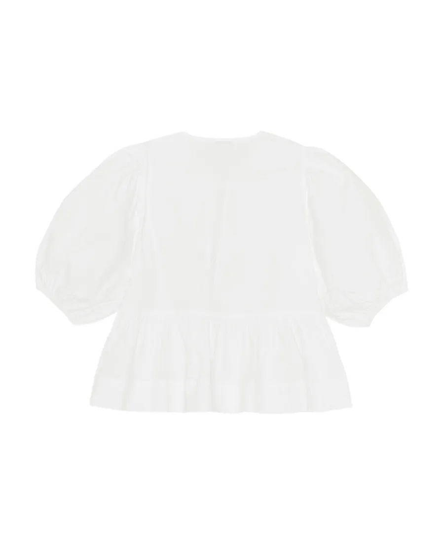 Poplin Peplum Tie Blouse
