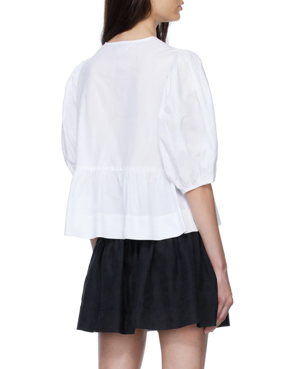 Poplin Peplum Tie Blouse