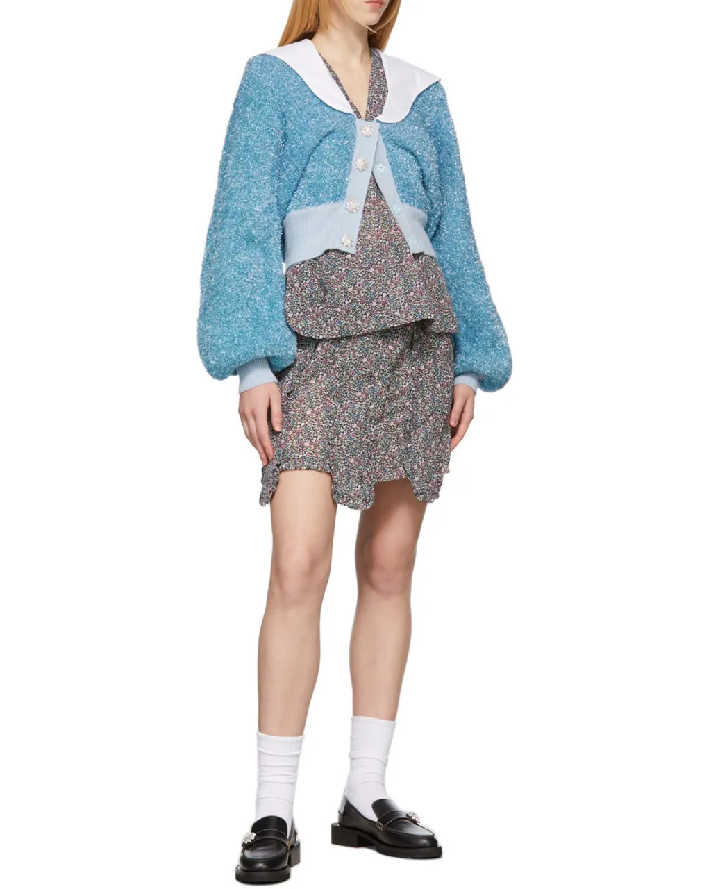 Floral-Print Panelled Mini Skirt