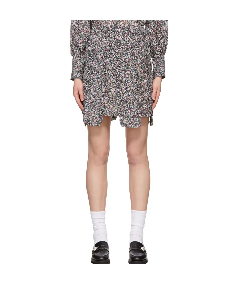 Floral-Print Panelled Mini Skirt