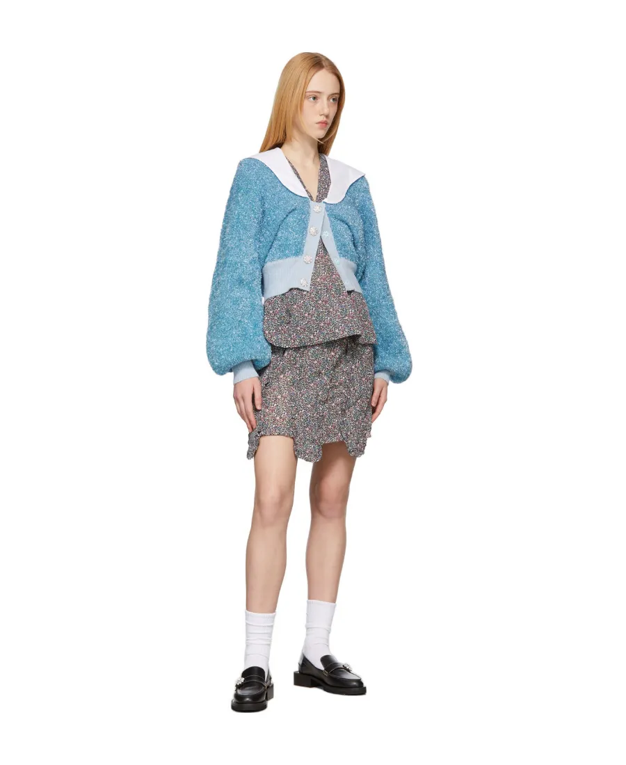Floral-Print Panelled Mini Skirt