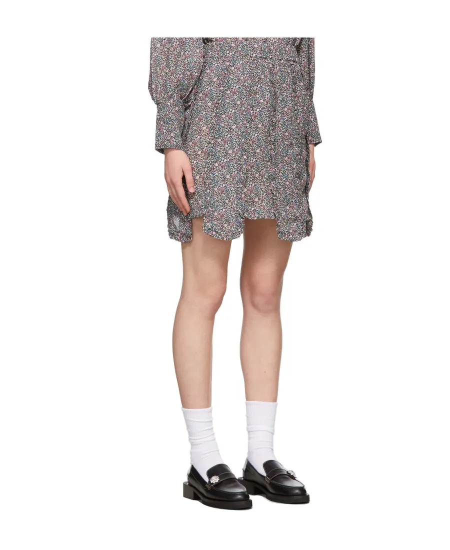 Floral-Print Panelled Mini Skirt