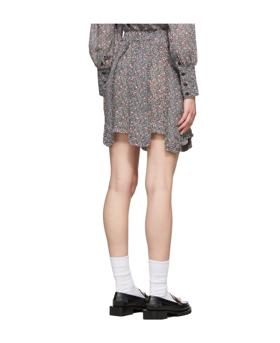 Floral-Print Panelled Mini Skirt
