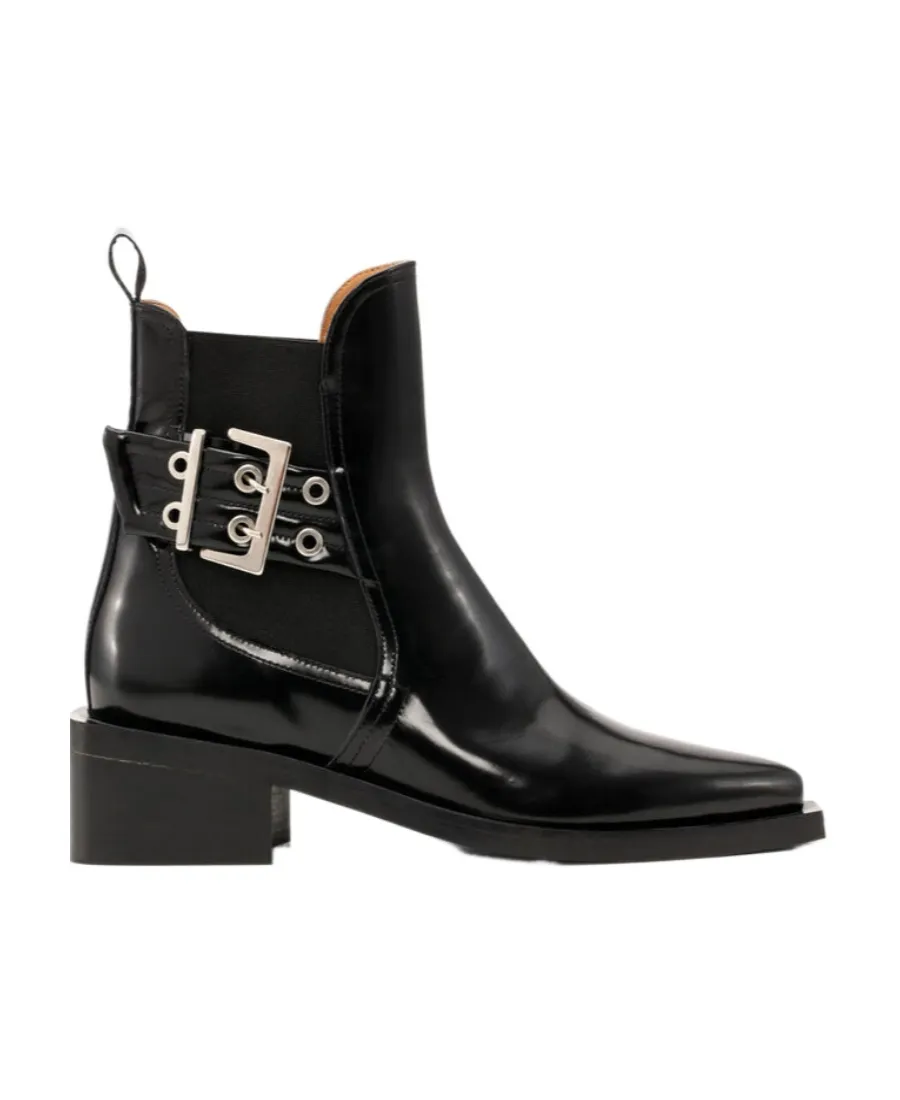 Buckle-Detailed Ankle Boots