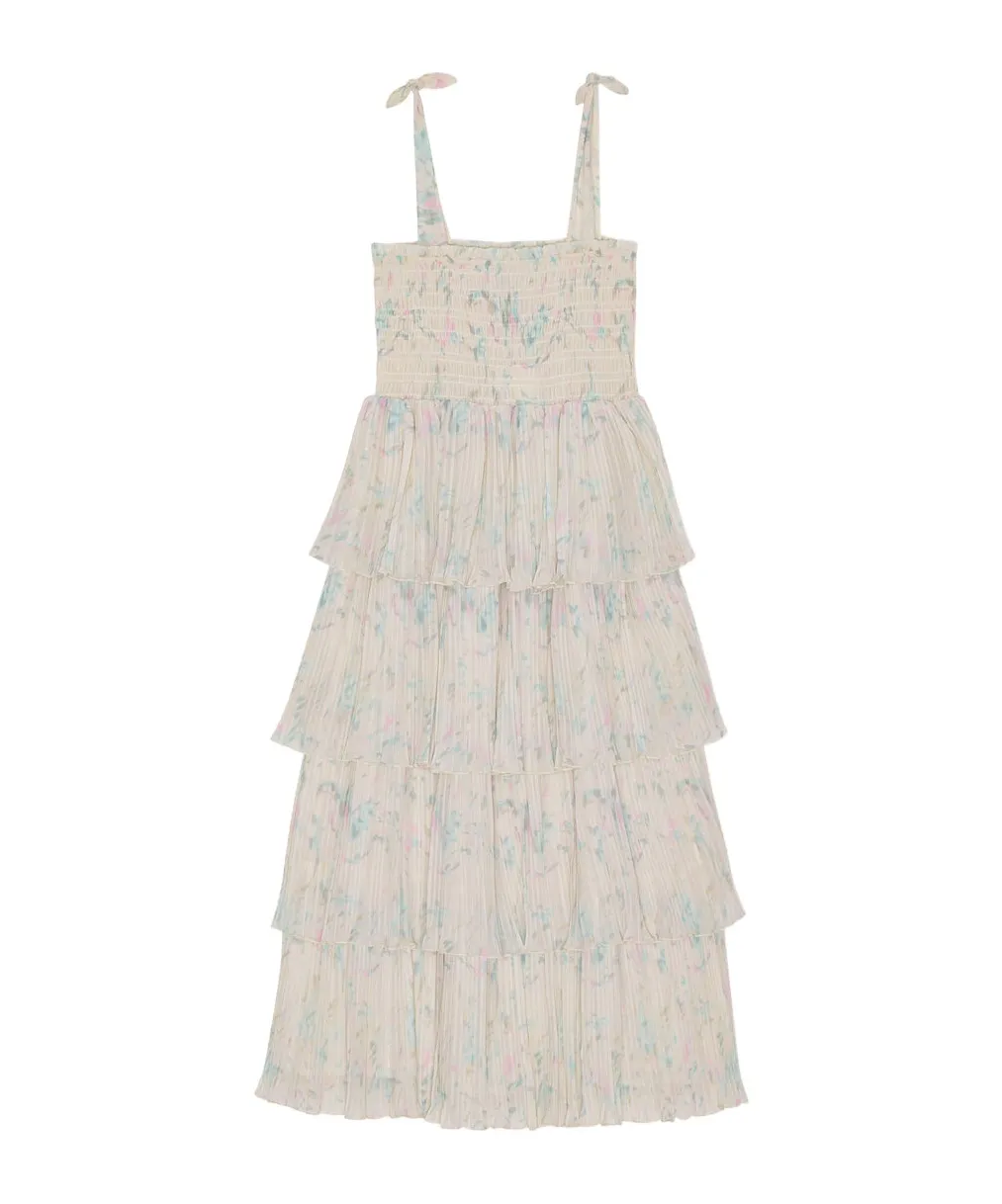 Tofu Floral Printed Pleated Midi Dress