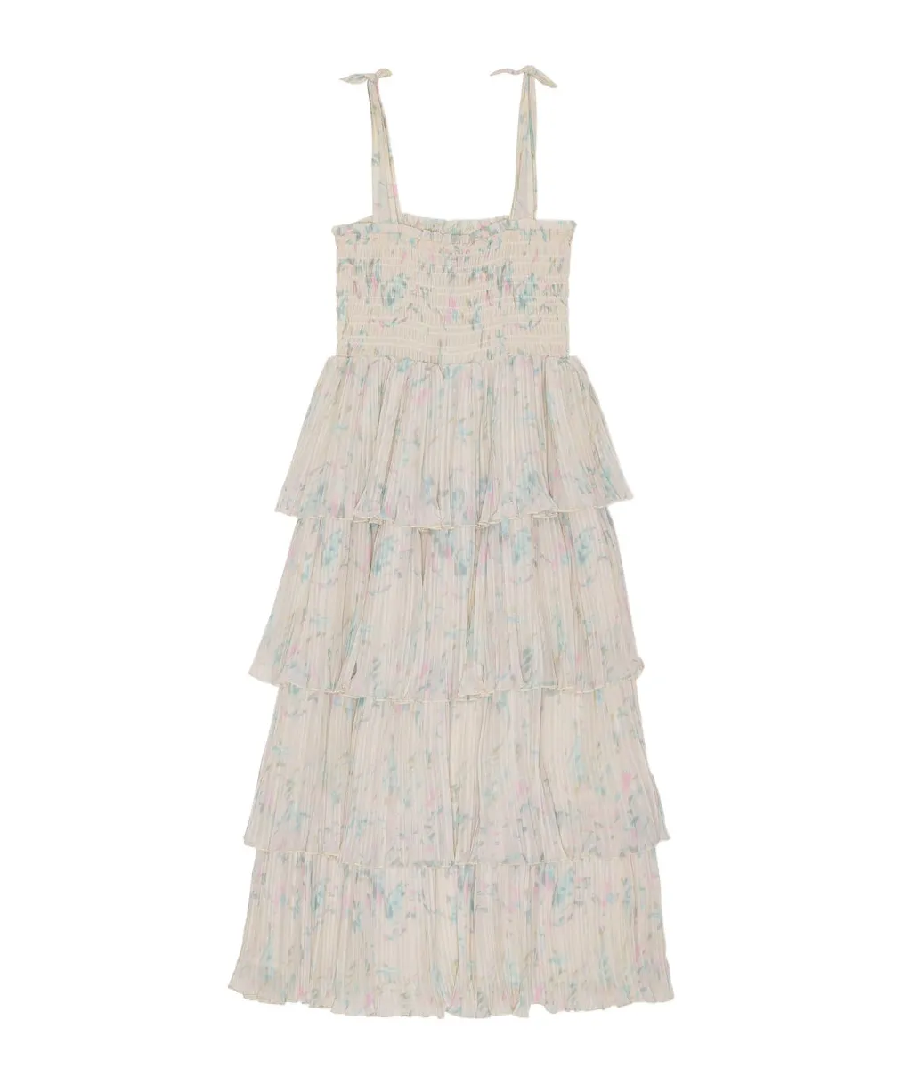 Tofu Floral Printed Pleated Midi Dress