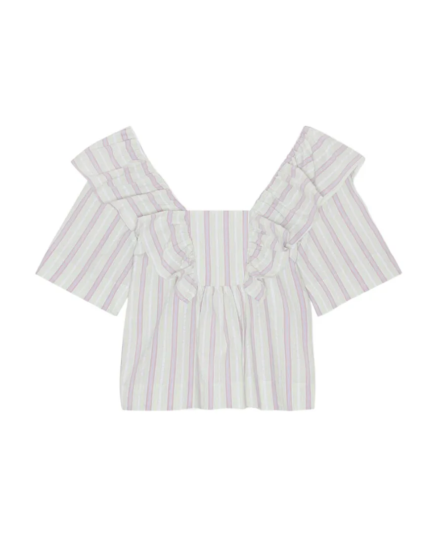 Ruffle Detailed Square Neck Blouse