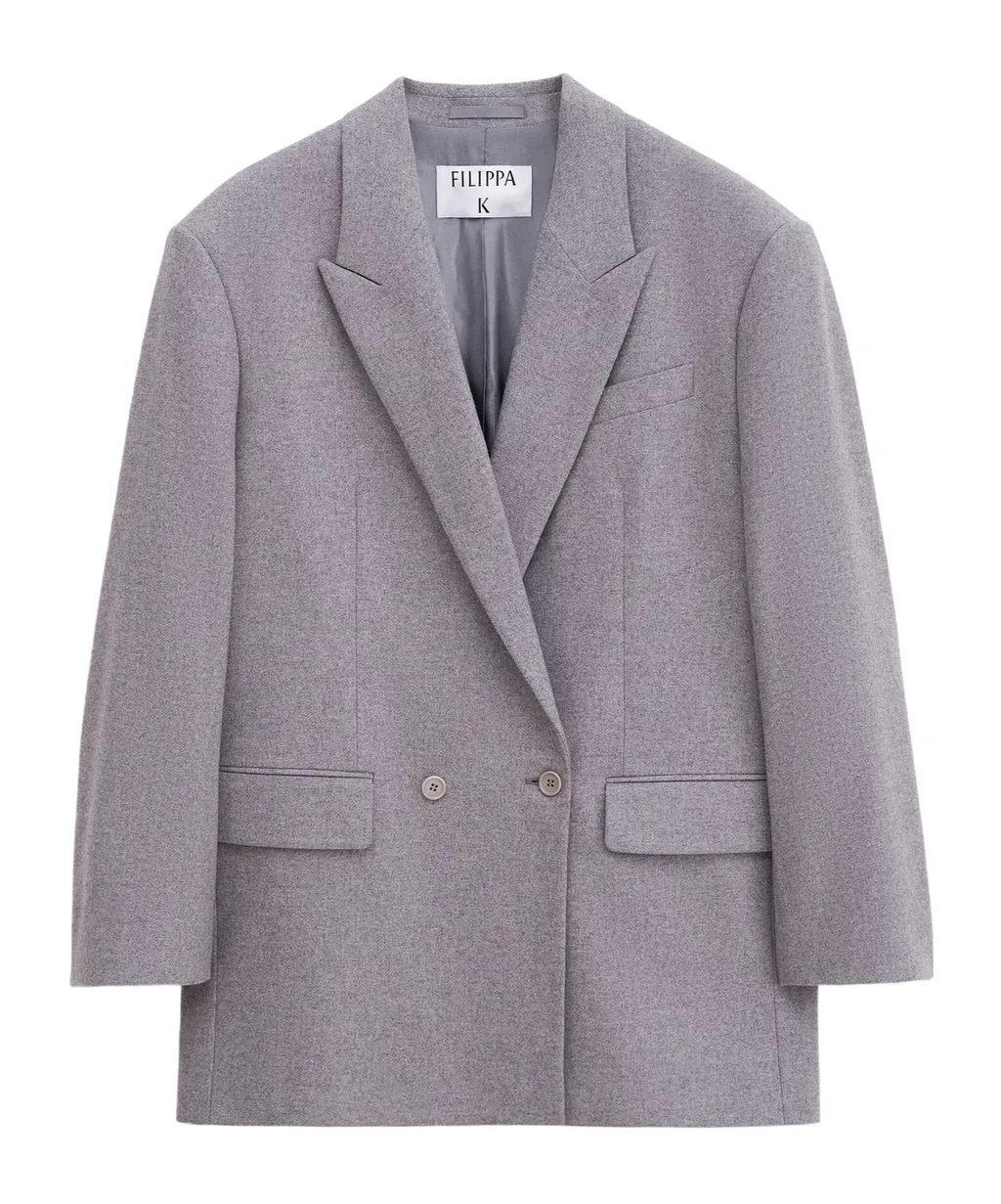 Double-Breasted Flannel Blazer