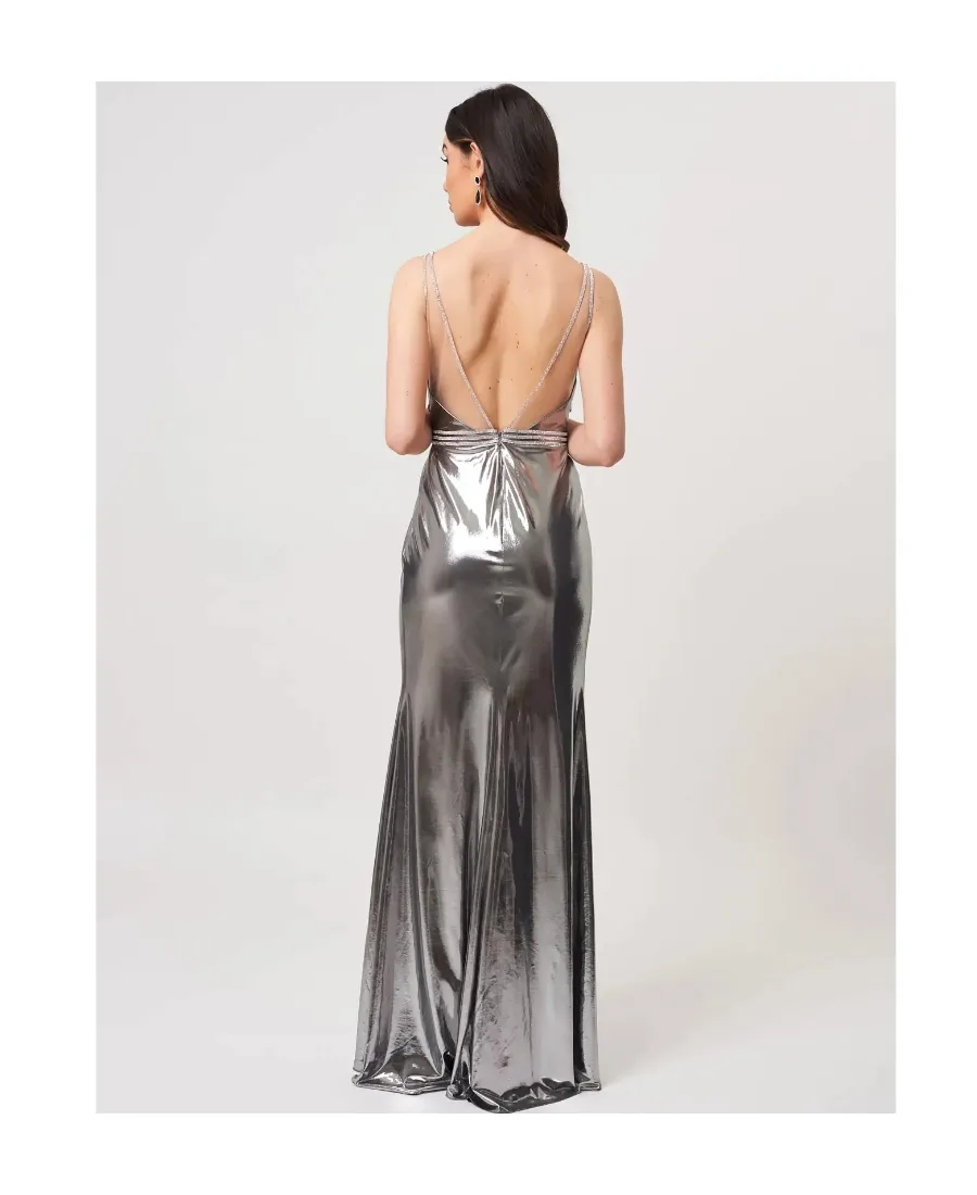 Diamond Decorated Metal-Wrapped Dress