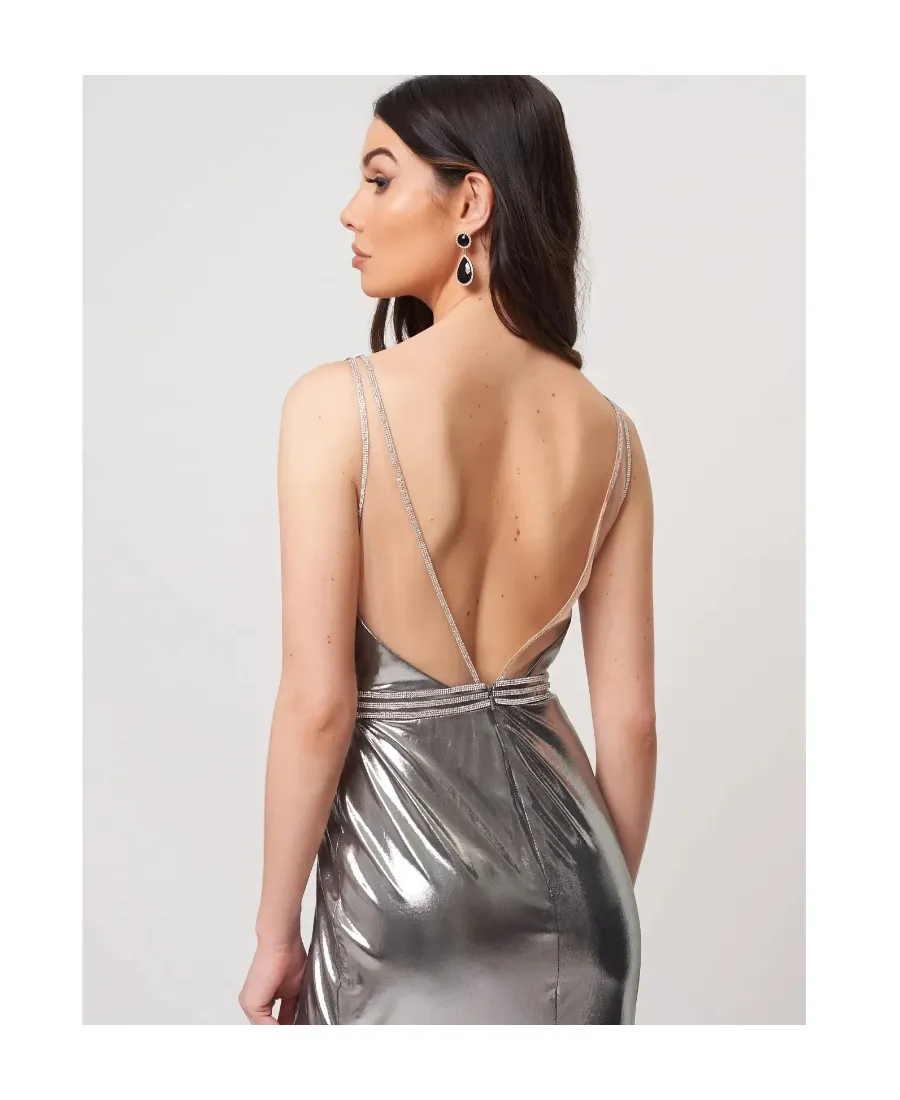 Diamond Decorated Metal-Wrapped Dress