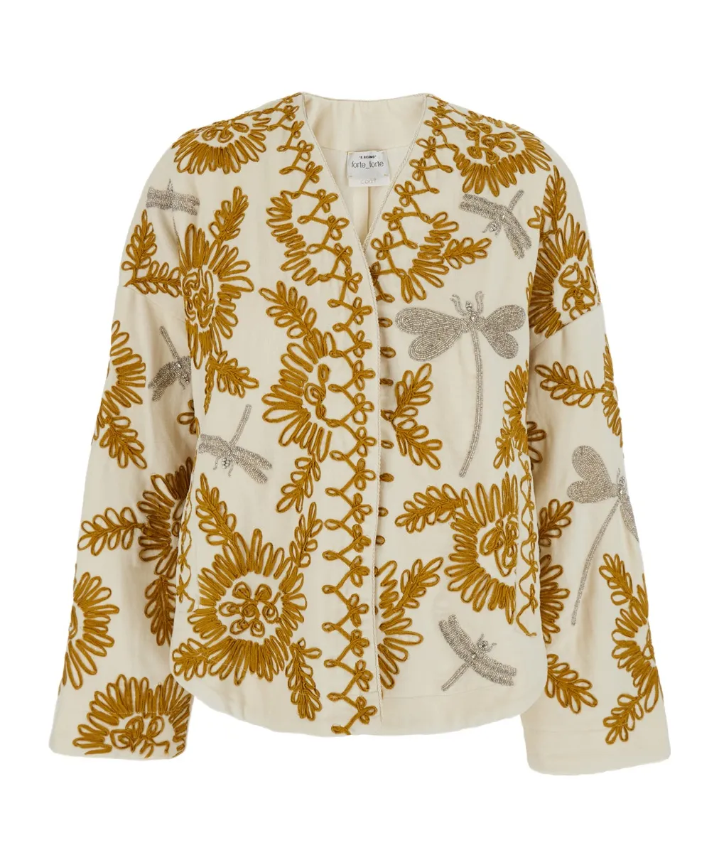 Floral Dragonflies Embroidered Jacket