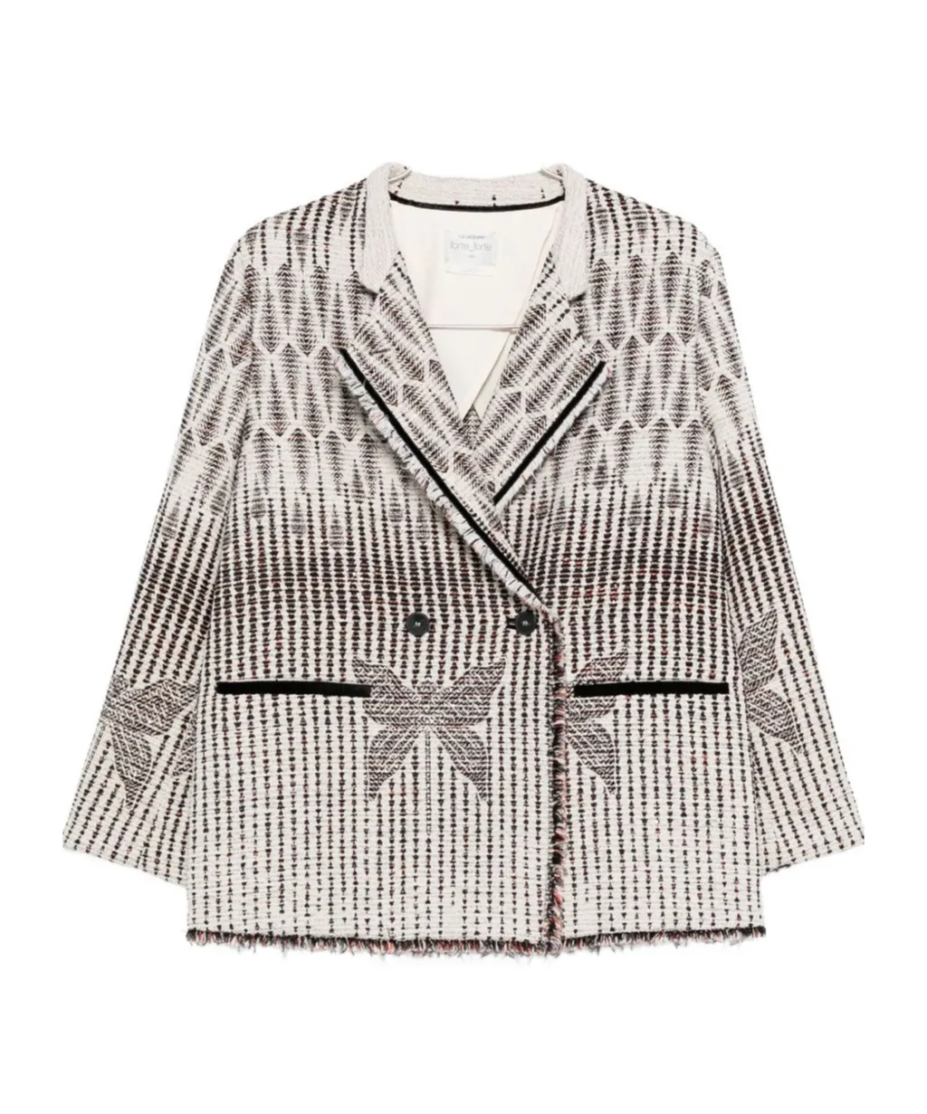 Geometric Patterned Double-Breasted Jacket