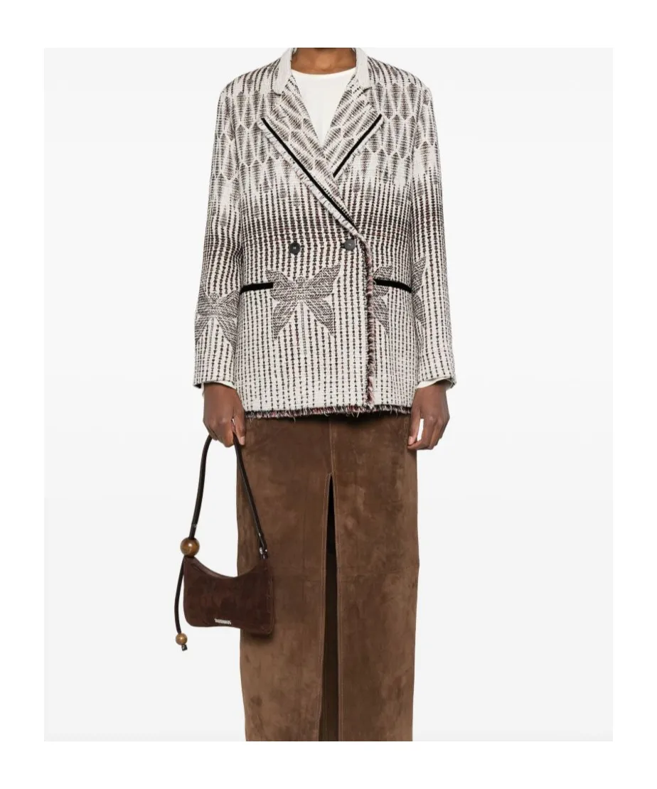 Geometric Patterned Double-Breasted Jacket