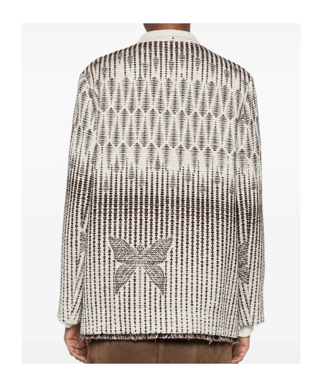 Geometric Patterned Double-Breasted Jacket