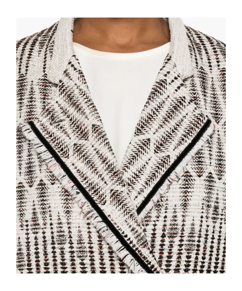 Geometric Patterned Double-Breasted Jacket