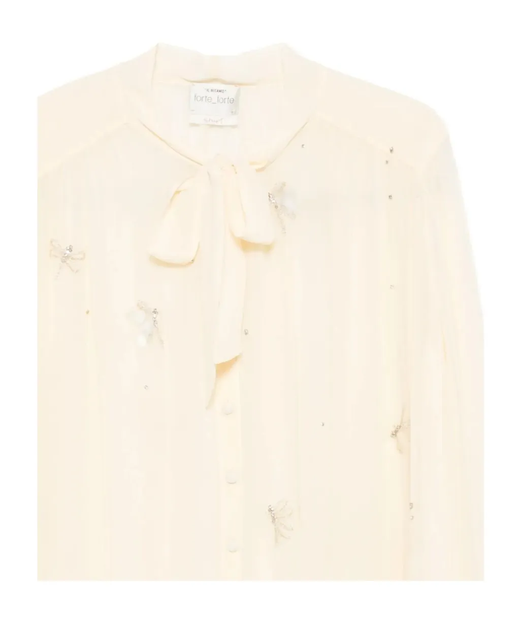 Embellished Tie-Neck Top