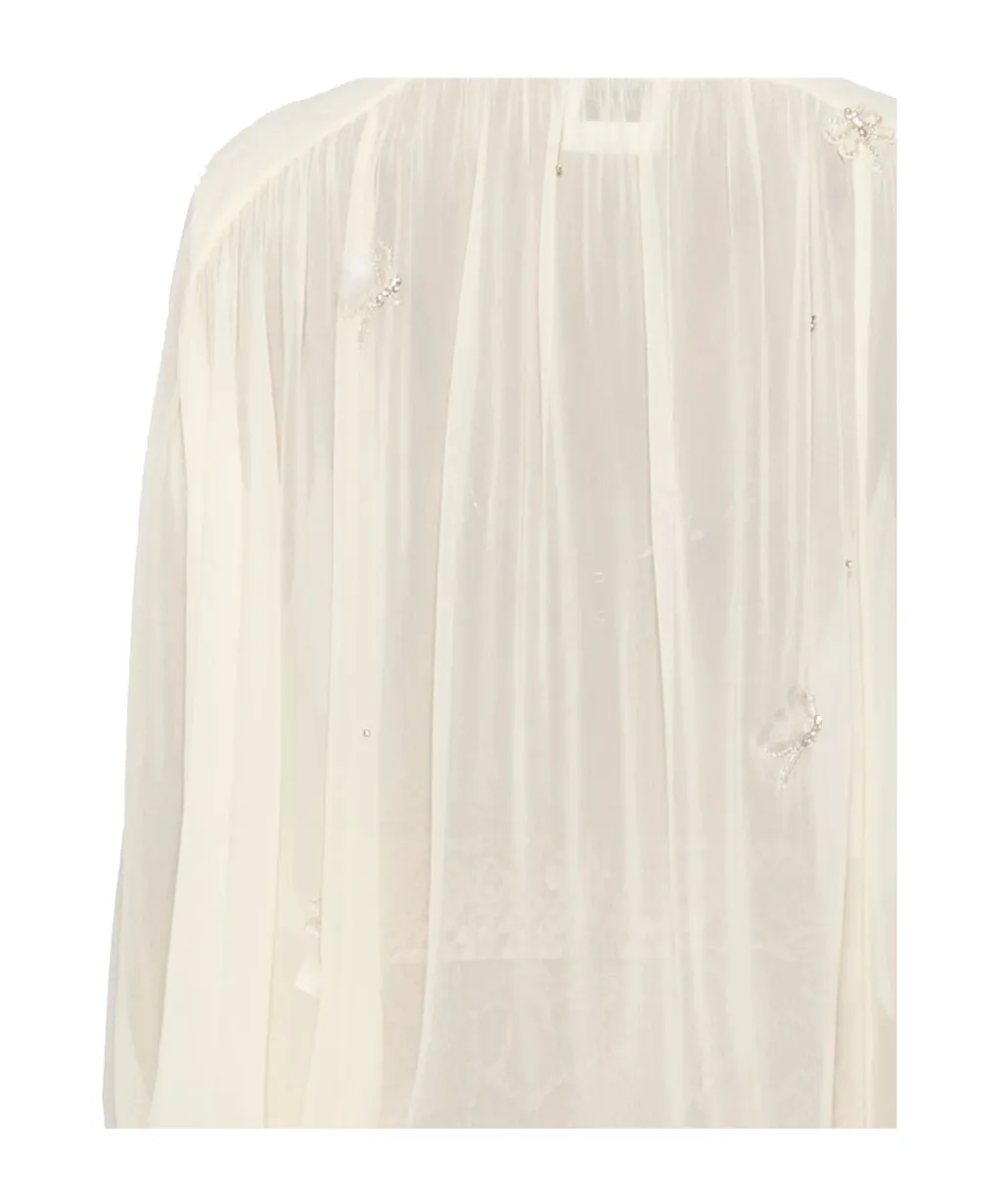 Embellished Tie-Neck Top