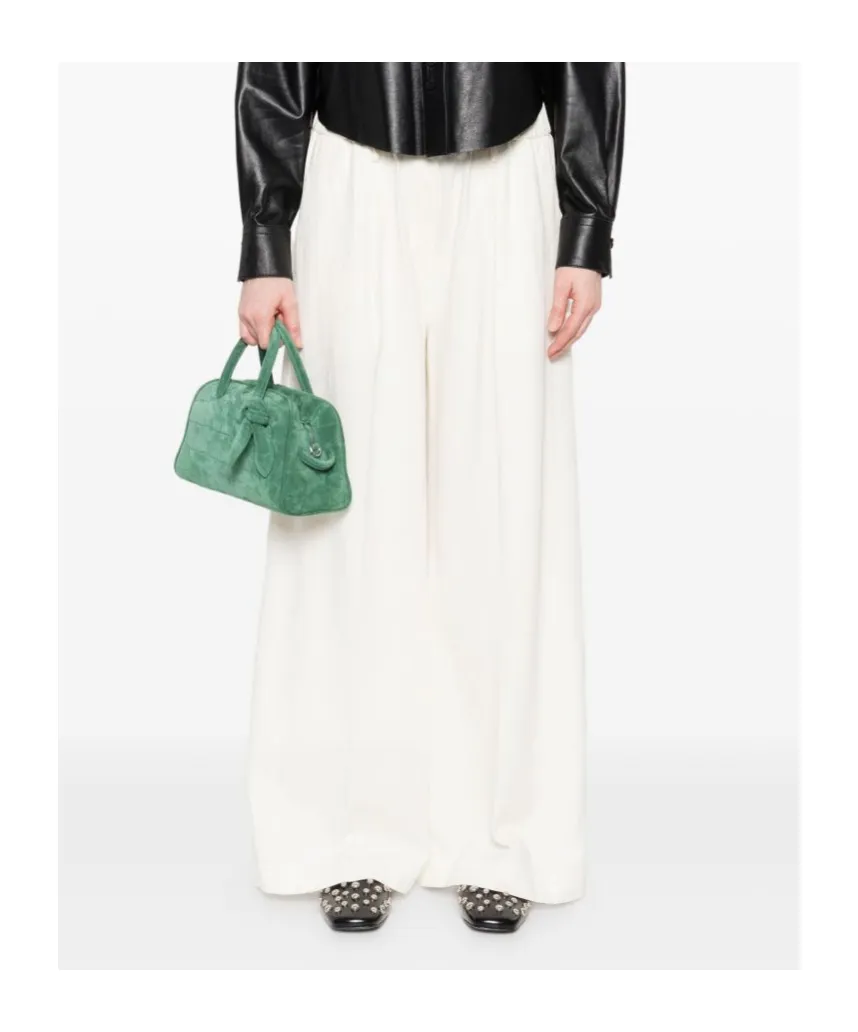 Elastic Waist Wide-Leg Trousers