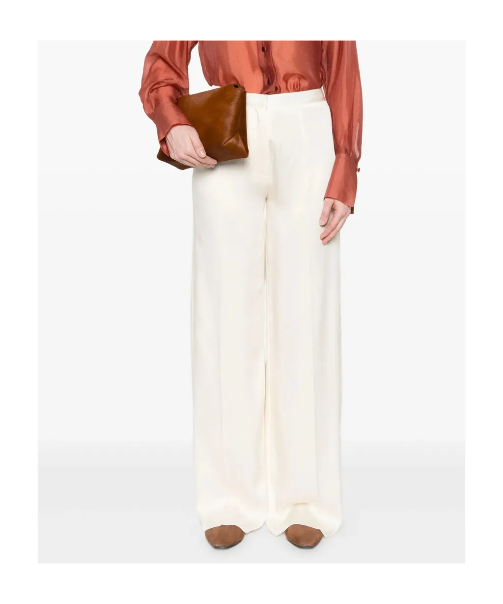 Shiny Anvers Satin High Waist Embroidered Pants