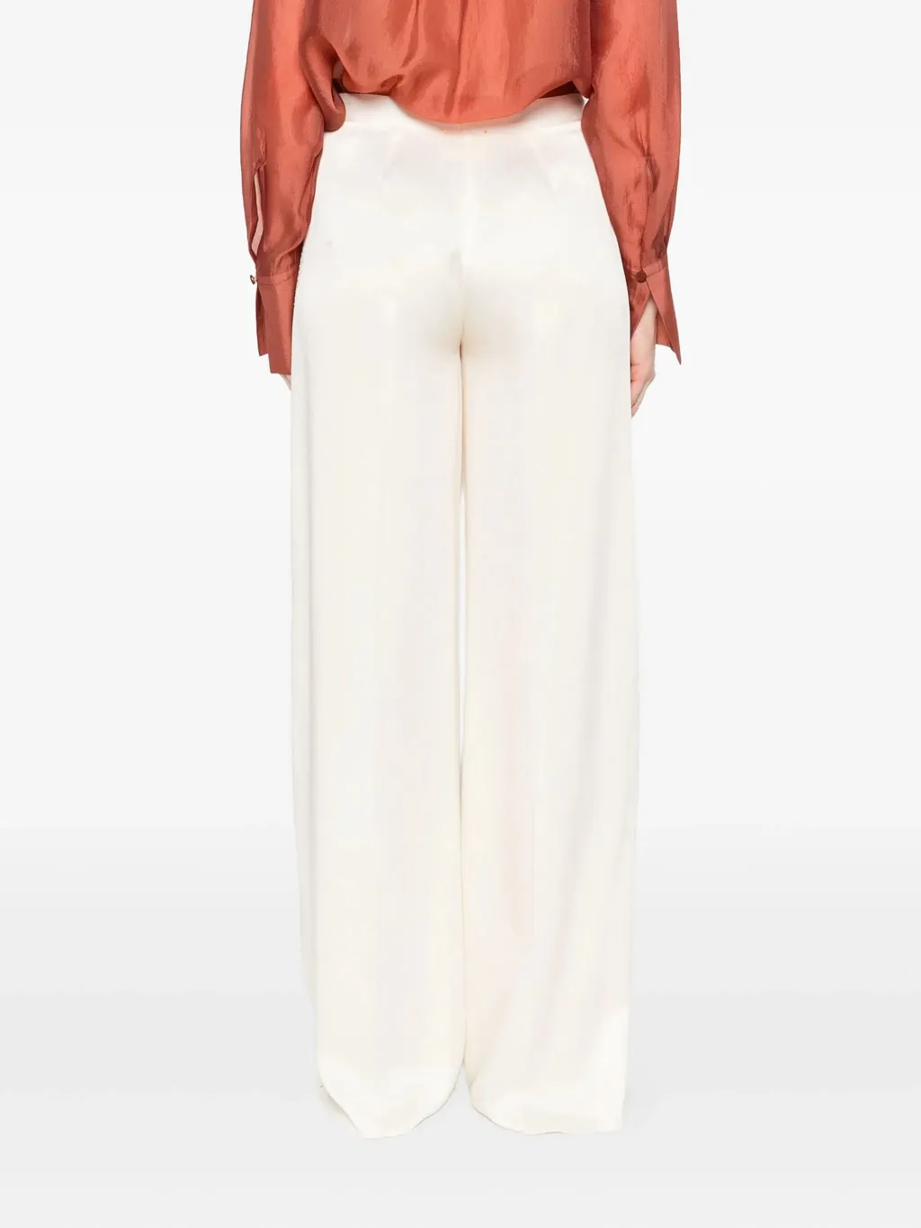 Shiny Anvers Satin High Waist Embroidered Pants