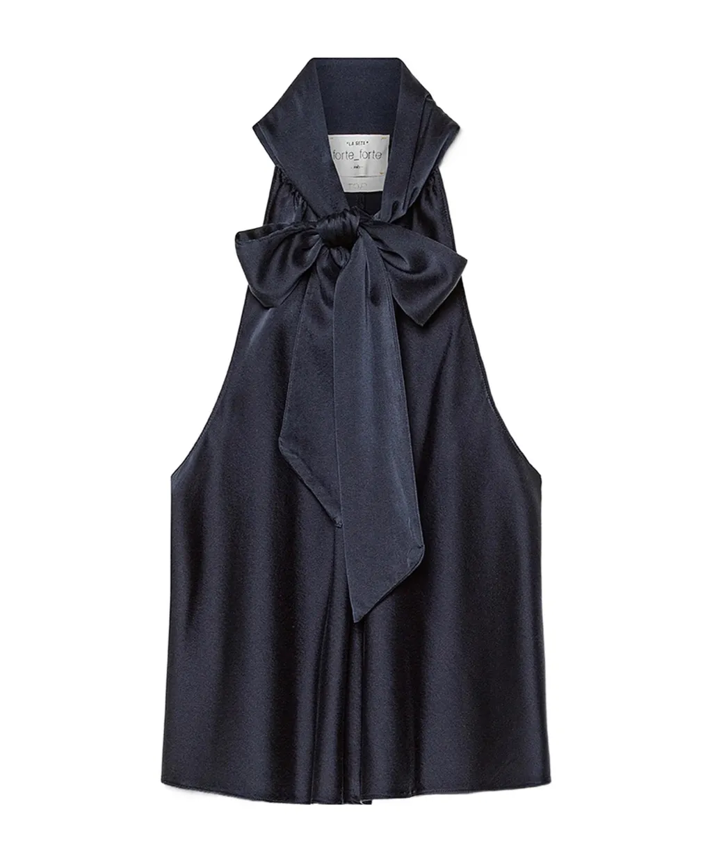 Silk Top With Bow Embellishment