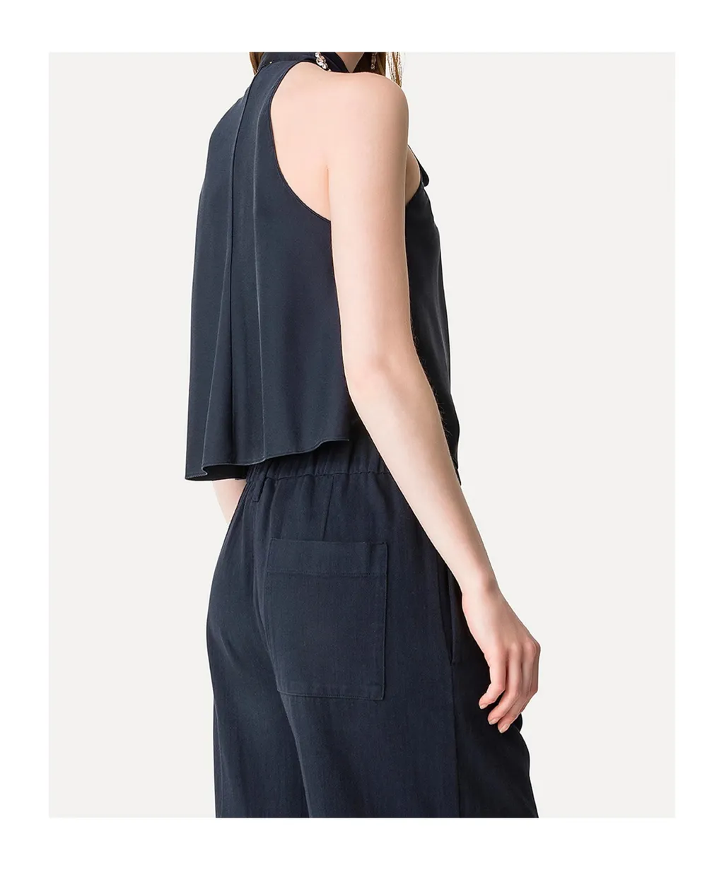 Silk Top With Bow Embellishment