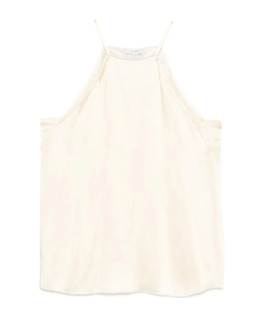 Silver Pinstripe Satin Strap Top