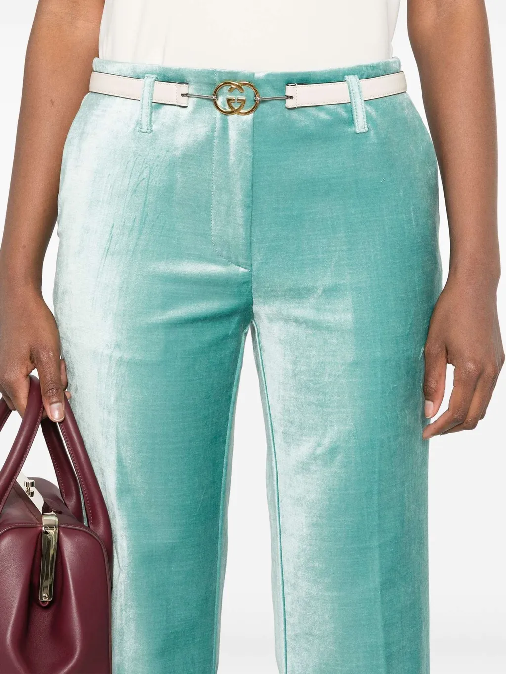 Cotton Viscose Stretch Velvet Trumpet Shaped Pants